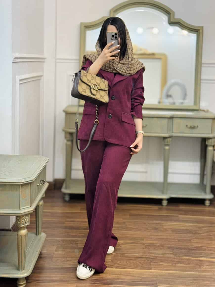 کت شلوار مخمل کبریتی