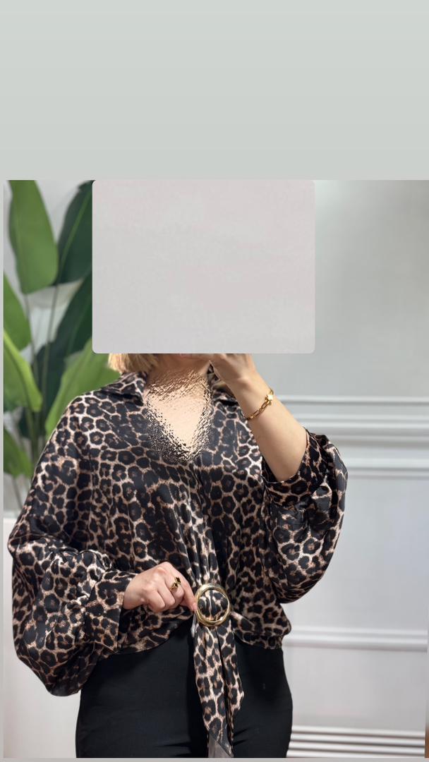 شومیز گره ای پلنگی