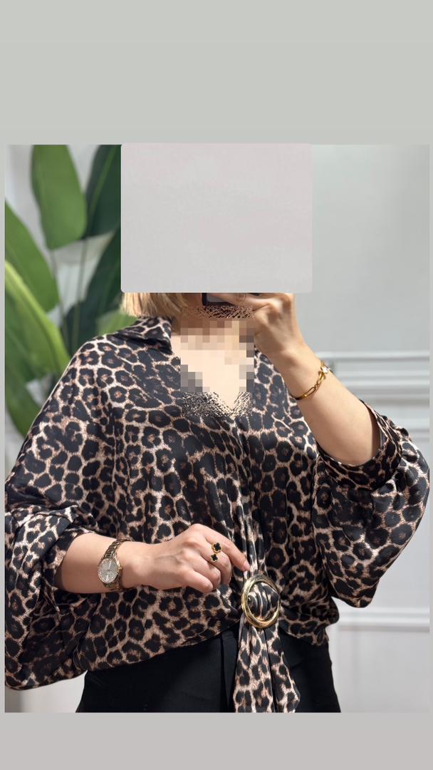شومیز گره ای پلنگی